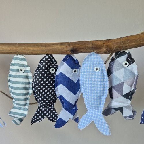 Handmade fabric fish wall hanging new, coastal rustic decor