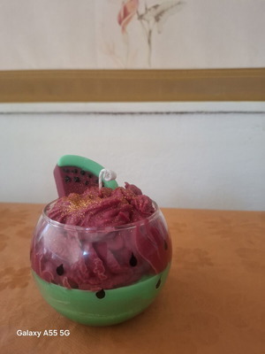 Handmade soy wax candle with watermelon scent, new
