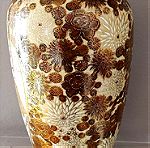  Παλαιό βάζο κεραμικό με παγόνι και λουλούδια