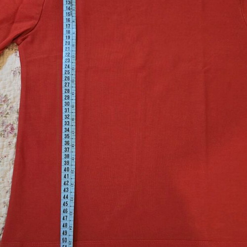 Zara Cotton Blouse New Red with Three-Quarter Sleeve and Low Turtleneck Size Medium