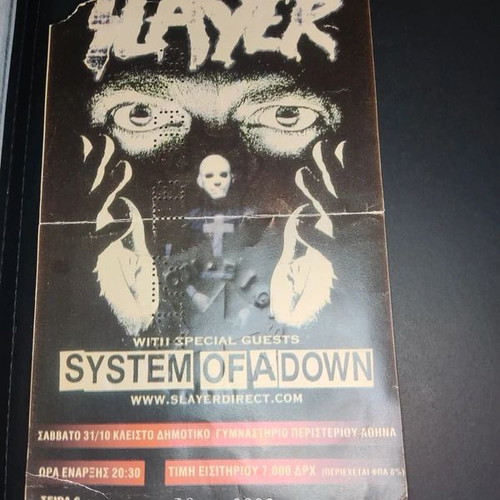 Slayer and System of a Down Athens 1998 ticket used