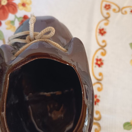 Decorative ceramic shoe dark brown glossy like new