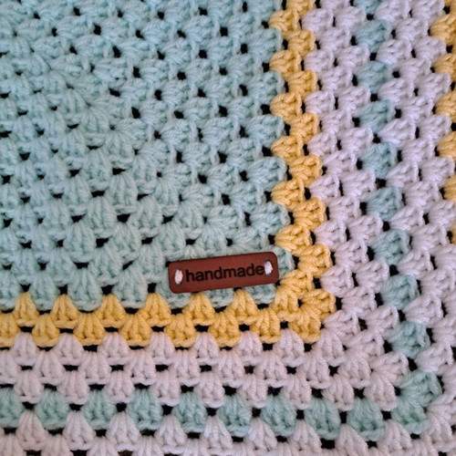 Baby knitted blanket handmade with rainbow design