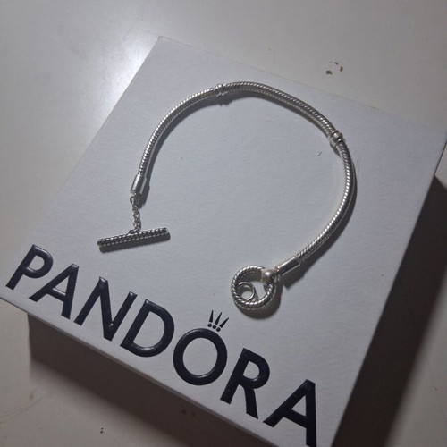 Pandora Moments bracelet with bar, rings and snake chain