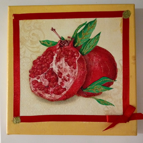 Canvas with decoupage art 20×20 cm like new