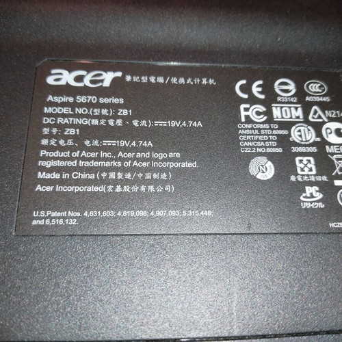 Acer ZB1 laptop used for parts or repair without charger and battery