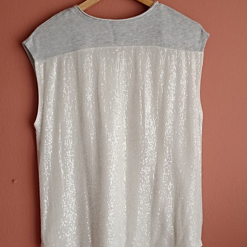 Deha women's set with blouse and leggings like new, gray with sequins