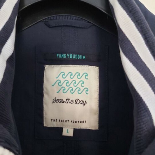 Funky Buddha jacket used, size large, white and blue