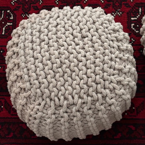 Zara Home knitted pouf set of 2 like new, grey and beige