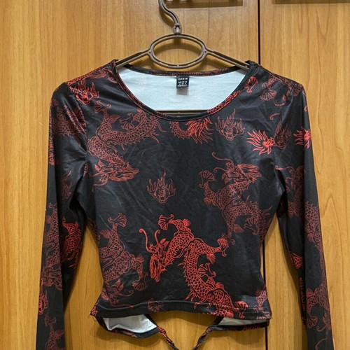 Shein long-sleeve blouse new, black and red, size S