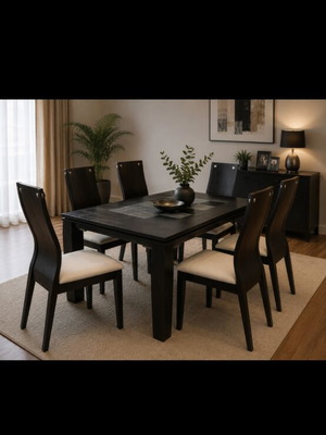 Dining set like new, solid oak wenge wood with Swarovski crystals