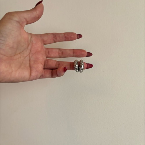Silver earrings croissant style like new