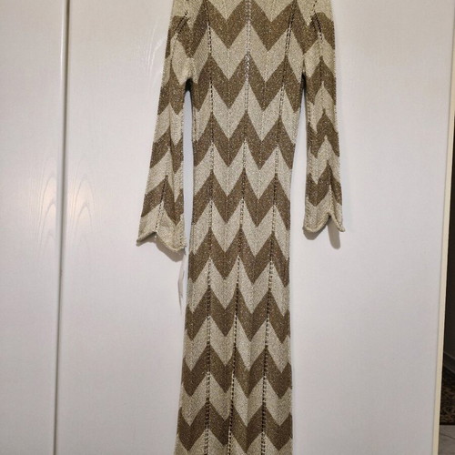 Knitted dress new made in Italy, beige and gold