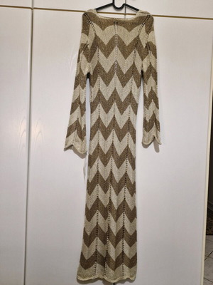 Knitted dress new made in Italy, beige and gold