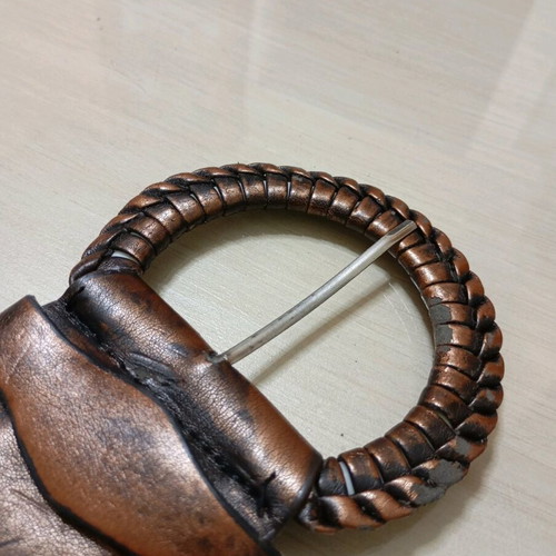 Adjustable wide woven belt used, black and brown