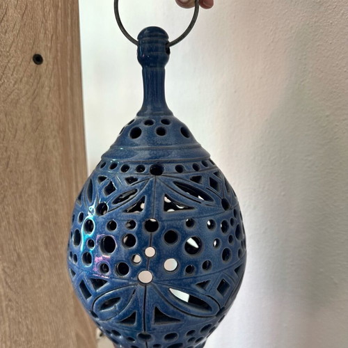 Ceramic decorative blue large kandili new