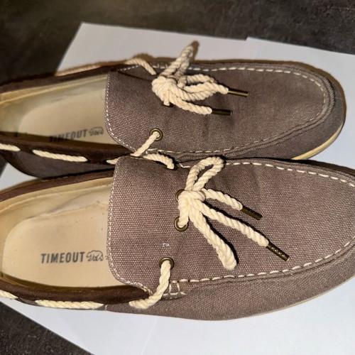 Men's fabric moccasins used, size 43, beige brown
