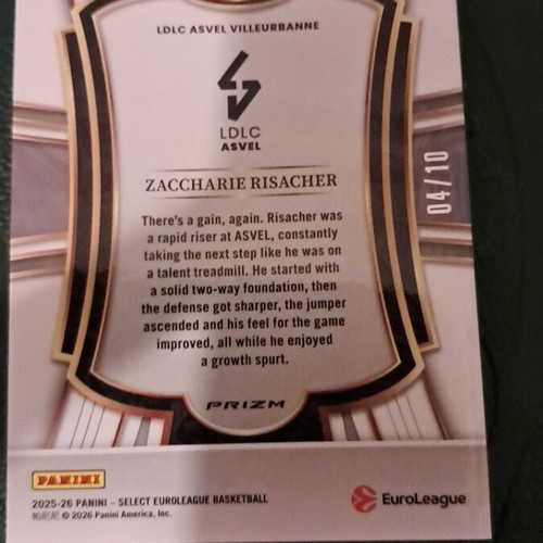 Panini Select Euroleague Zaccharie Risacher /10 Premier card new