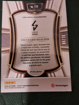 Panini Select Euroleague Zaccharie Risacher /10 Premier card new
