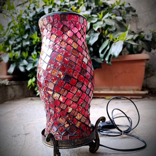 Mosaic Table Lamp like new with lamp, height 34 cm