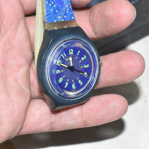 Swatch Scuba 200 Rowing SDN104 vintage navy blue watch used 1994