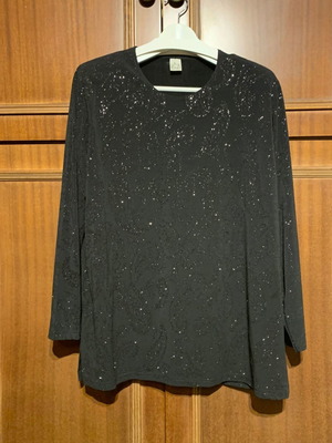 Black women's blouse with rhinestones used, size L