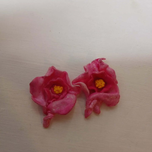Handmade earrings like new, pink polymer clay