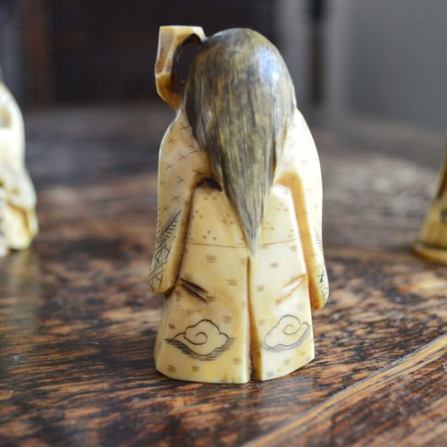 Okimono figurines Meiji period Japan, set of three, like new