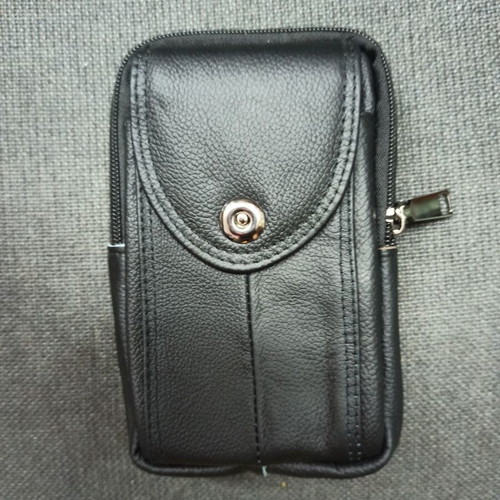 Smartphone carrying bag made of genuine leather new, black and brown