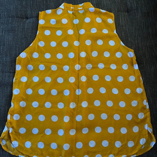 Vintage Infinity yellow blouse with white polka dots like new