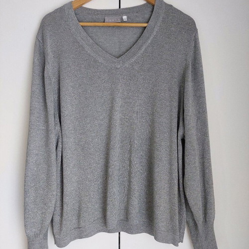 Canda women's blouse new, grey with silver thread