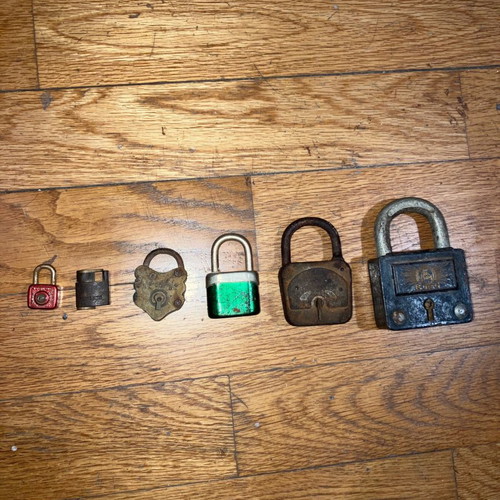 Vintage padlocks used, pack of 6, various sizes