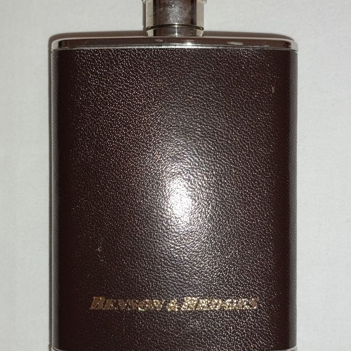 Benson & Hedges 3oz hip flask used, stainless steel with leatherette