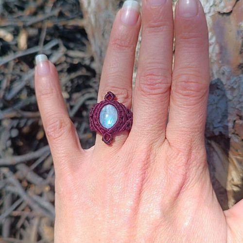 Macrame ring with moonstone new