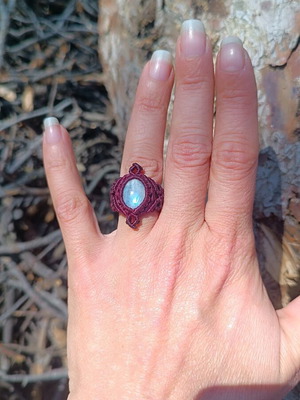 Macrame ring with moonstone new