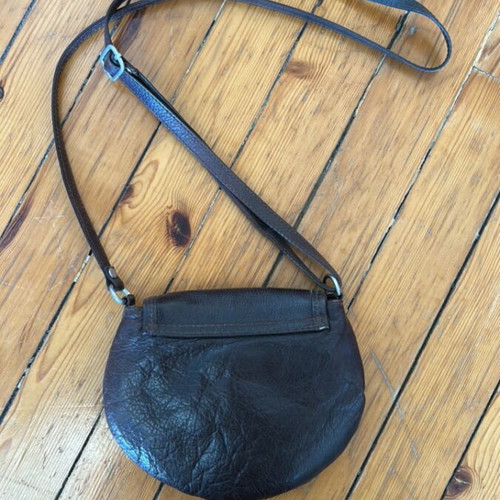 Leather shoulder bag used, dark brown