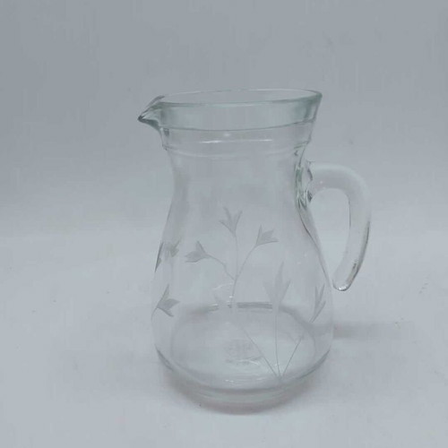 Vintage glass pitcher with flowers cerve used, made in Italy
