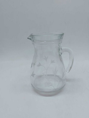 Vintage glass pitcher with flowers cerve used, made in Italy