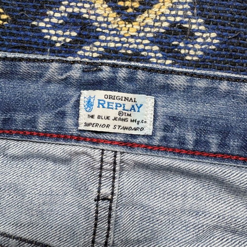 Replay vintage skinny jeans men's medium like new, blue with rips