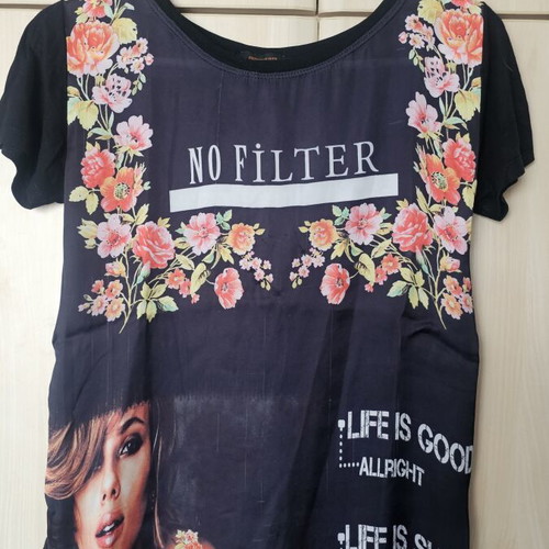 Prince Oliver blouse used, black multicolor, sizes S M