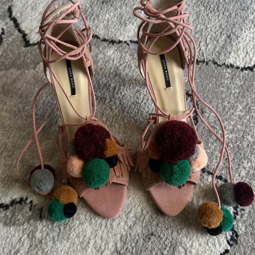 Zara sandals new size 39 beige multicolor 10 cm heel