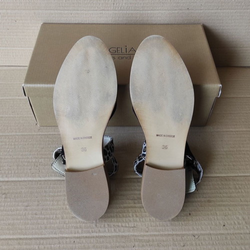 Evangelia Drosi ballerina sandals like new, black suede and leopard fabric