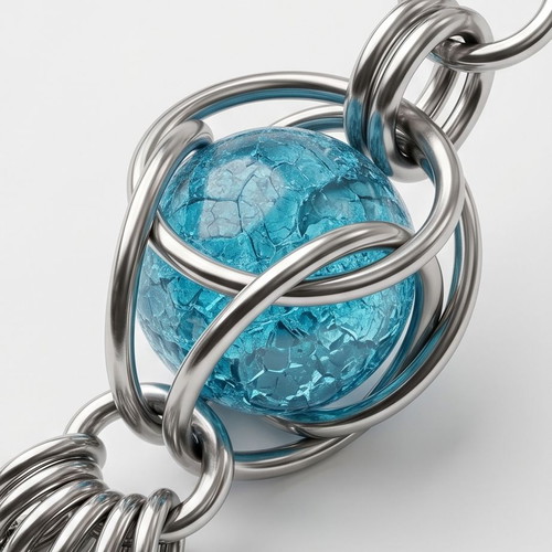 Captured Bead Chain Earrings stainless steel with blue bead, new