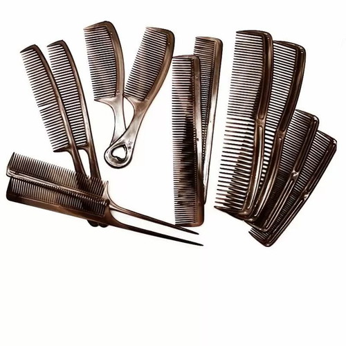 Set of 12 brown plastic combs new