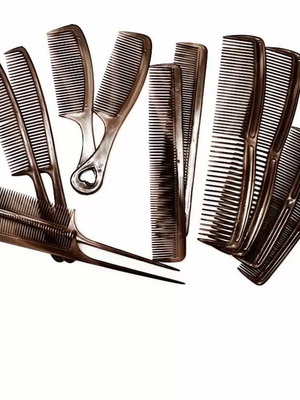 Set of 12 brown plastic combs new