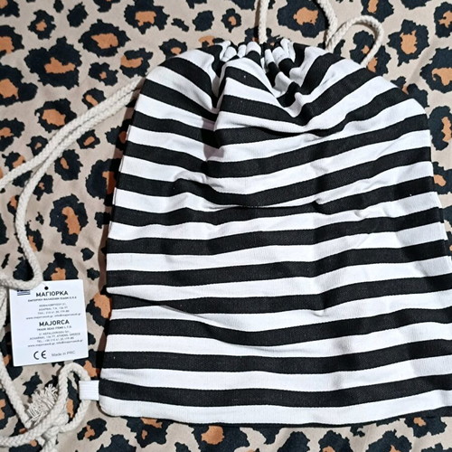 Striped Black and White Fabric Shoulder Bag New