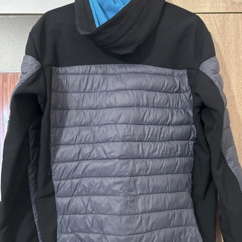 Men's spring jacket with hood like new, black and gray, size S