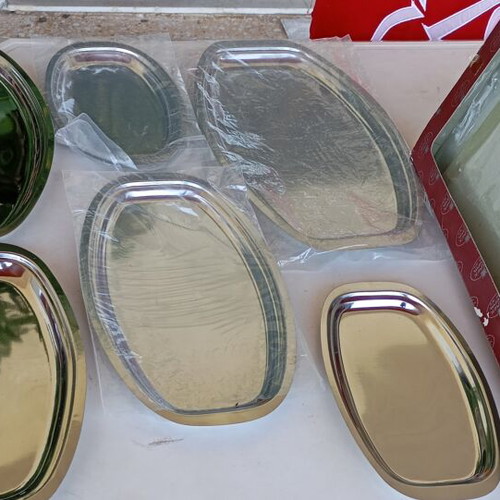 Stainless Steel Serving Platters Set of 6 like new