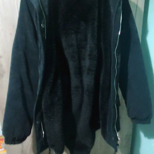 Owtwo black corduroy jacket XXL used with plush lining and hood
