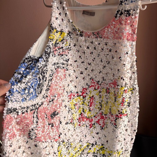 Dixie women's blouse like new, sleeveless evening top with colorful sequins